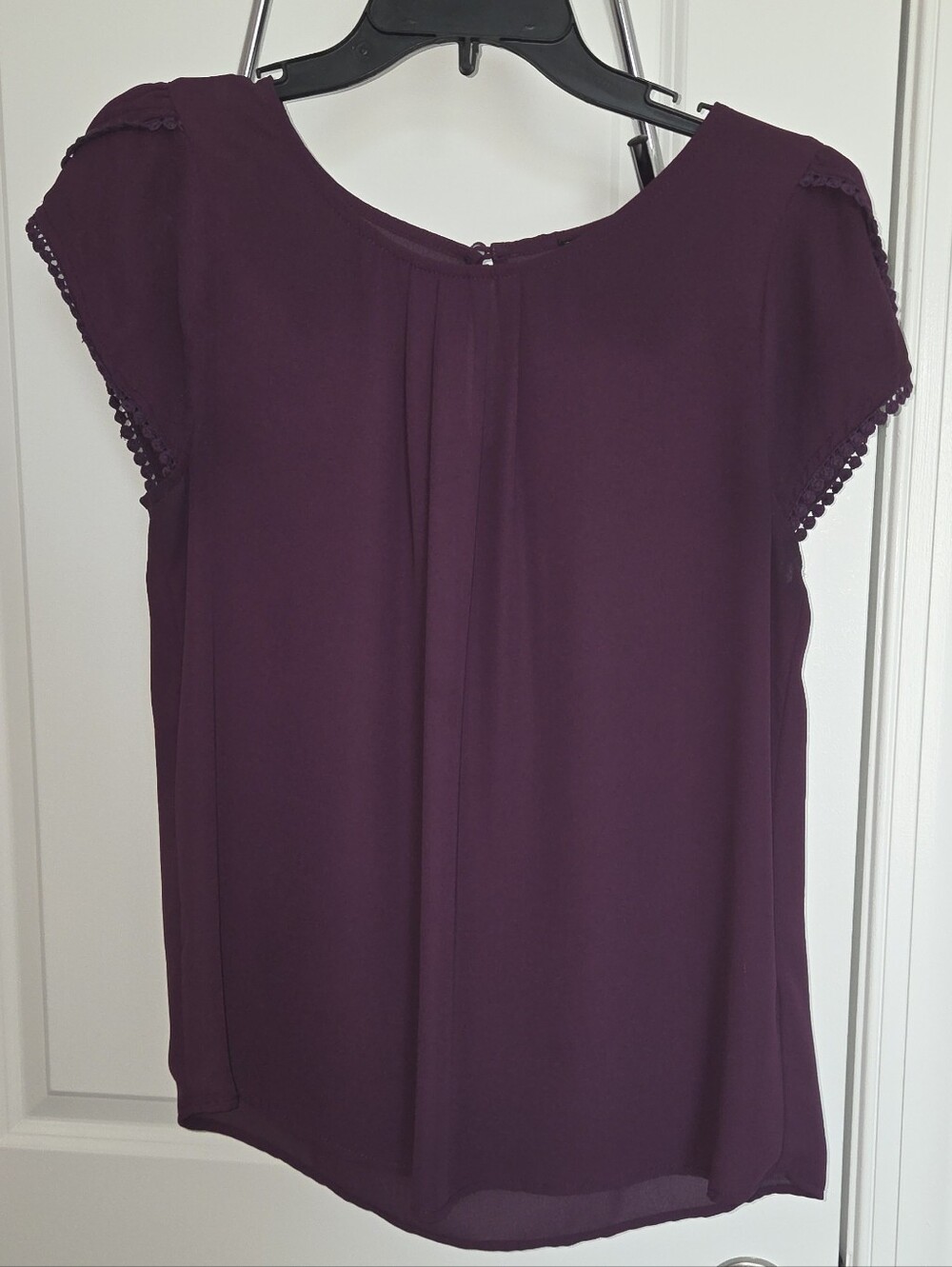 PaperMoon Deep Purple Cap Sleeve Chiffon Blouse - Size M